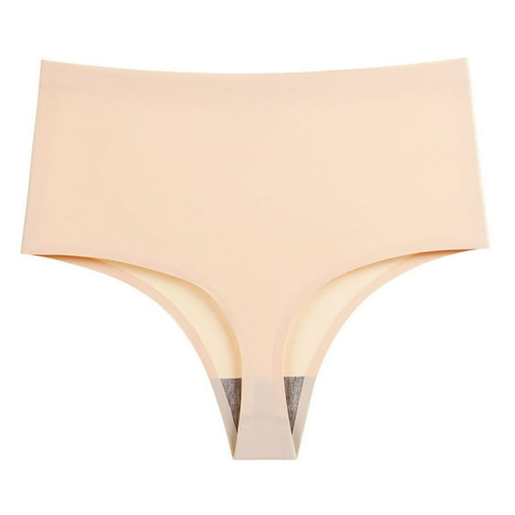 Posijego Plus Size Thongs Women High Waist No Show Thong Stretch Breathable Panties T Back Soft Underwear
