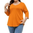thumbnail image 1 of Posijego Plus Size Tops for Women 3/4 Length Sleeve Shirt Summer V Neck Loose Tunic Tops Fall Clothes, 1 of 8