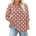 thumbnail image 1 of Posijego Plus Size Tops for Women 3/4 Sleeve Shirts V Neck Polka Dot Graphic Tees Casual Dressy Blouses, 1 of 6