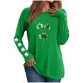 thumbnail image 1 of Posijego Plus Size Tops for Women Clover Long Sleeve Shirts St Patricks Day Graphic Teestunics Stretch Soft Basic Shirts, 1 of 6