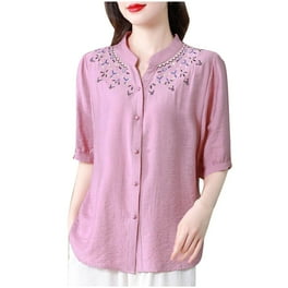Women's Embroidered Lapel Solid Color Shirt Women's Embroidered Lapel Solid Color Shirt