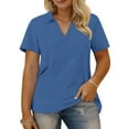 thumbnail image 1 of Posijego Plus Size Tops for Women Golf Shirts Short Sleeve V Neck Collared Business Casual Work Blouses, 1 of 6
