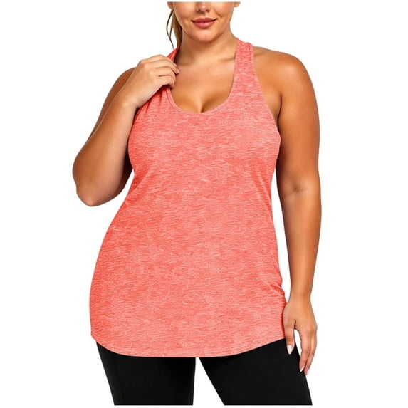 Posijego Plus Size Workout Tops for Women Sleeveless Tank Tops Cross Back Tank Tops Athletic Running Yoga Tees
