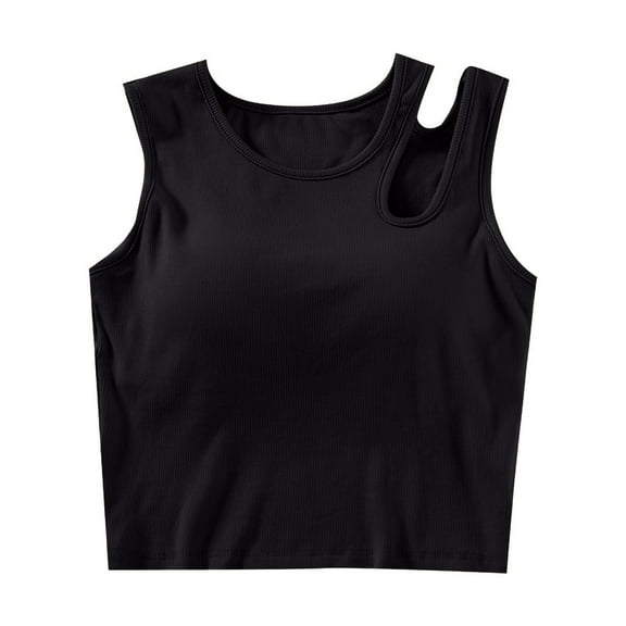Posijego Ribbed Tank Top for Women Builti in Bra Pads Wireless Athletic Workout Tops Activewear Cropped Tops
