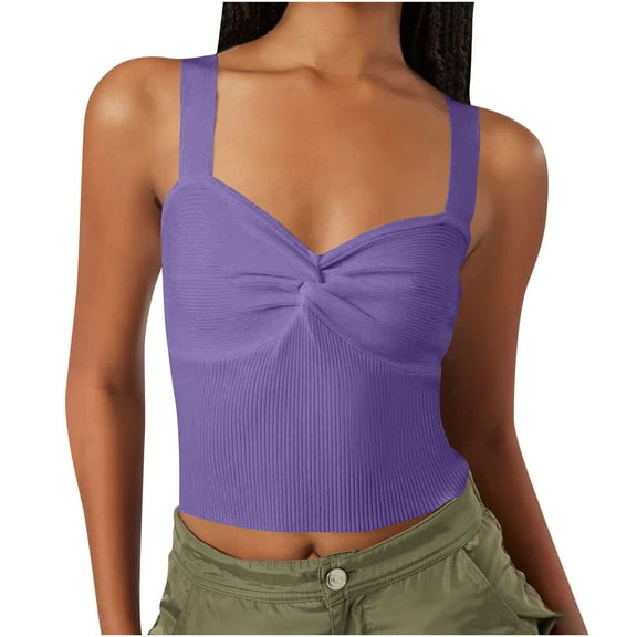 Posijego Ribbed Tank Tops for Women Camisole Crop Tops Summer Basic Undershirts Going out Tops