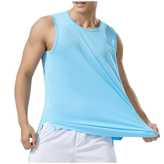Posijego Running Tank Tops for Men Solid Color Sleeveless Shirt Lightweight Casual Breathable Athletic Tank Tees