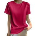 thumbnail image 1 of Posijego Satin Tops for Women Silk Short Sleeve T-Shirts Solid Color Casual Loose Summer Tee Blouses, 1 of 3