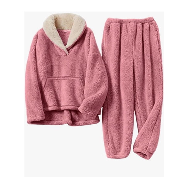 Posijego Sherpa Fleece Pajama Set for Women 2 Pieces Pullover Fuzzy Sweatshirts Winter Fleece Pants Lounge Sets