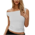 thumbnail image 1 of Posijego Short Sleeve Shirts for Women off Shoulder Tee Slim Going out Cropped Tops Trendy Clothes, 1 of 7