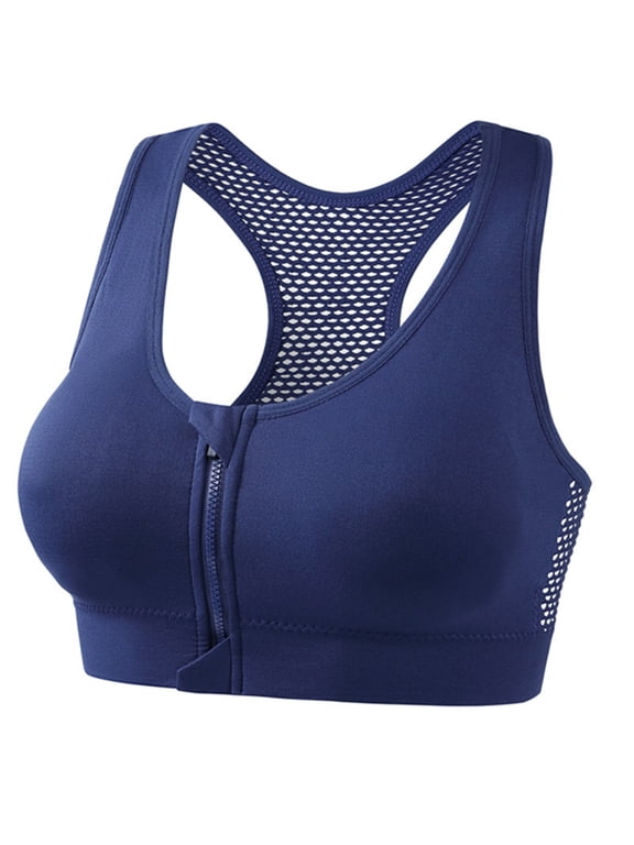 Sports Bra for Women Zip Front Workout Bra Racerback Breathable High Impact Gym Running Bras