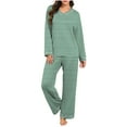 thumbnail image 1 of Posijego Striped Pajama Sets for Women Long Sleeve V Neck Casual Sleepwear Tops and Pjs Pants Lounge Outfits, 1 of 7