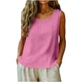 thumbnail image 1 of Posijego Summer Tank Tops for Women Cotton Linen Sleeveless Shirts Button Wide Strap Beach Vacation Tank Tops Womens Clothes, 1 of 6