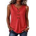 thumbnail image 1 of Posijego Summer Tank Tops for Women V Neck Button Front Sleeveless Solid Color Lightweight Casual Tank Tops for Women, 1 of 5