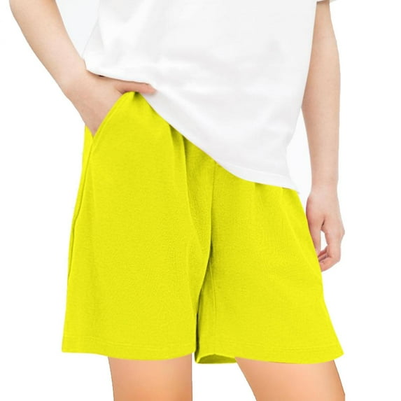 Posijego Summer Teen Girls Boys Shorts Solid Color Casual Athletic Shorts Kids Running Shorts with Pockets