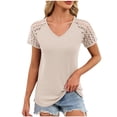 thumbnail image 1 of Posijego Summer Tops for Women Knit Short Sleeve Tunic Top Casual V Neck Stretchy Loose Shirts Dressy Blouses, 1 of 8