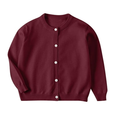 Posijego Sweater Cardigan Toddler Baby Boys Girls Button Solid Color Long Sleeve Knit Sweater School Uniforms