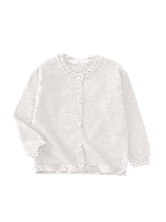 Sweater Cardigan Toddler Baby Boys Girls Button Solid Color Long Sleeve Knit Sweater School Uniforms