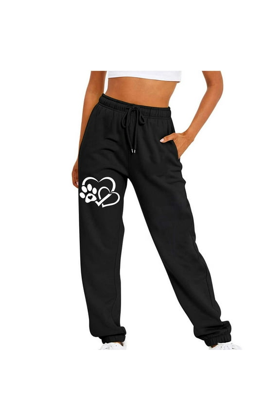 Sweatpants for Women Long Jogging Pants Heart Printed Casual Pants Elastic Waist Workout Pants Athletic Pants