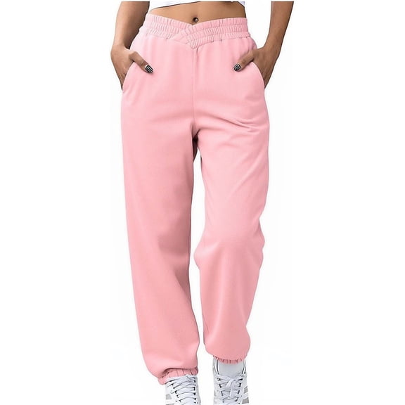 Posijego Womens V Waist Sweatpants Athletic Baggy Joggers Solid Color Lightweight Lounge Pants with Pockets