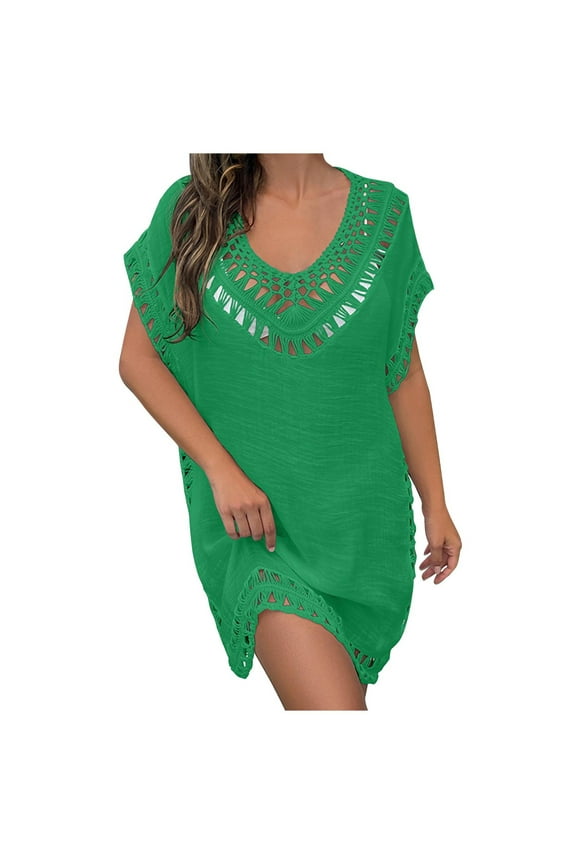 Swimsuit Coverup for Women Swim Cover Ups Dress V Neck Bathing Suit Coverups Shirt Loose Beach Dress