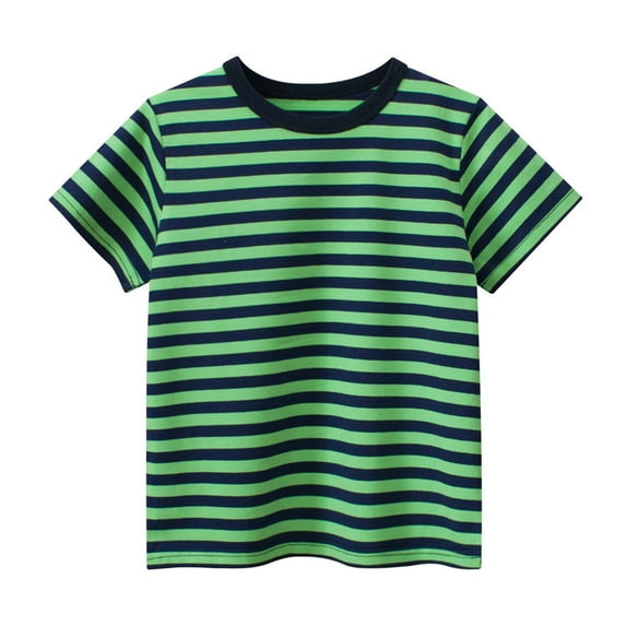 Posijego T-Shirts for Boys Striped Short Sleeve Shirts Little Boys Cotton Summer Tee Casual Tops Size 2-12 Years