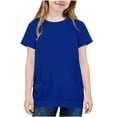thumbnail image 1 of Posijego Teen Girls Short Sleeve T Shirts Kids Summer Round Neck Tops Plain Basic Tee Casual Pocket Shirts 5-15 Years, 1 of 6