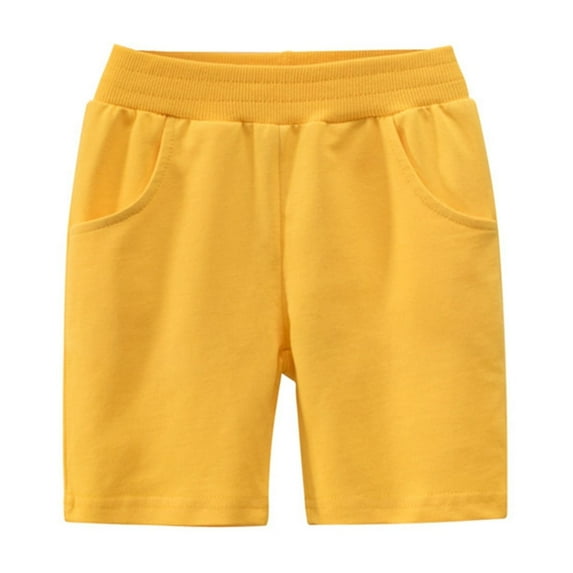 Posijego Toddler Baby Boy Girl Cotton Shorts Solid Color Jogger Shorts Elastic Waist Casual Summer Shorts