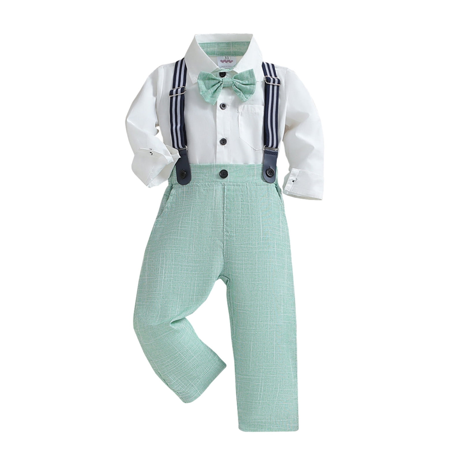 Posijego Toddler Baby Boys Gentleman Suit Outfits Bowtie Long Sleeve