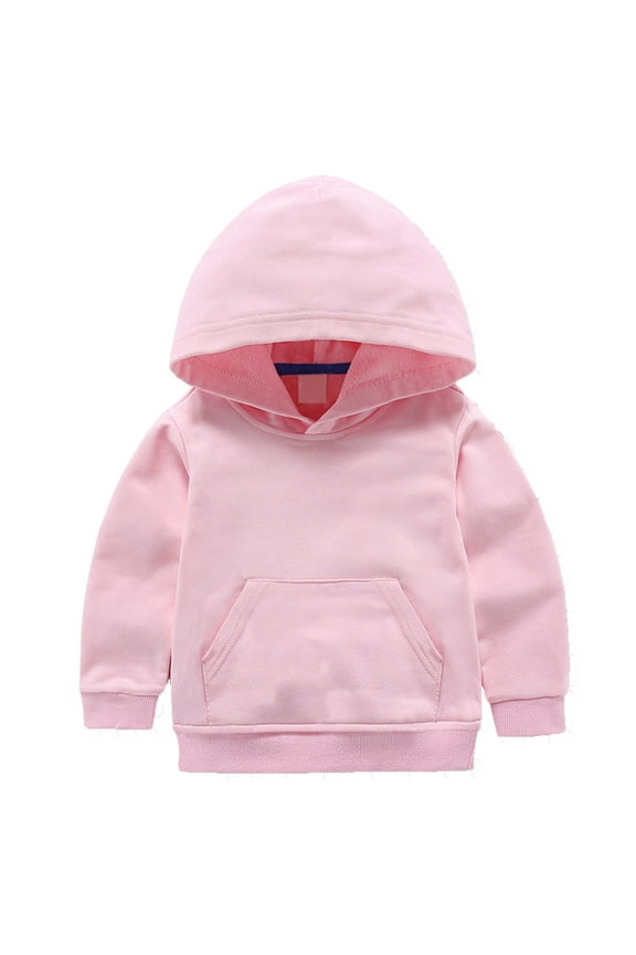Toddler Baby Boys Girls Cotton Hoodie Sweatshirt Solid Color Long Sleeve Pullover Soft Casual Top