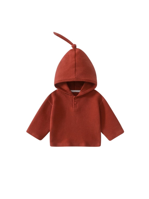 Toddler Baby Boys Girls Sweatshirts Button up Hooded Spring Long Sleeve Pullover Hoodie Tops