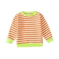 thumbnail image 1 of Posijego Toddler Baby Cotton Sweatshirts Striped Color Block Round Neck Pullover Shirts Casual Loose Tops, 1 of 2