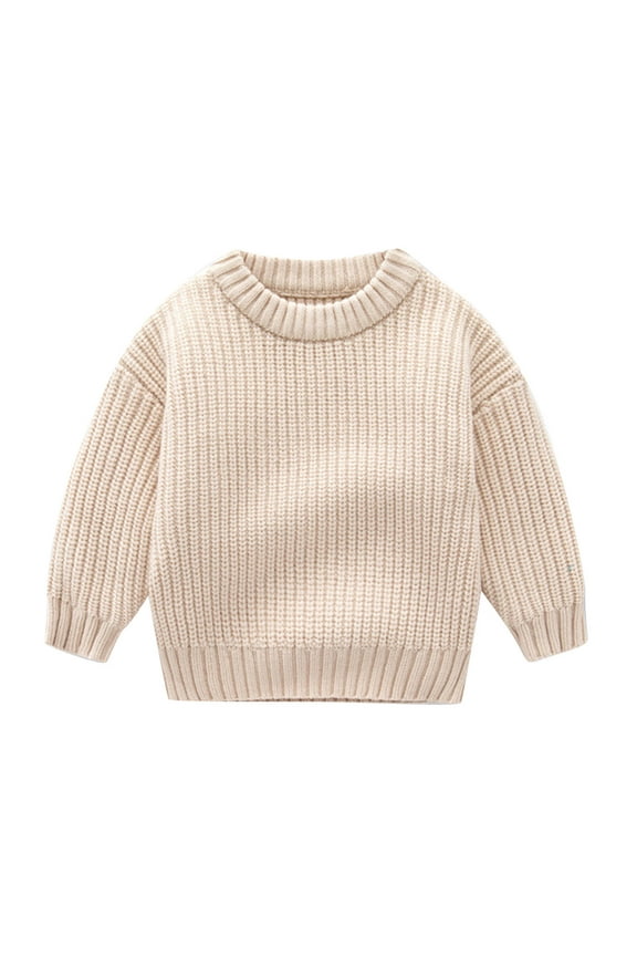 Toddler Baby Girl Boy Sweater Crew Neck Long Sleeve Knit Pullover Top Infant Fall Winter Clothing