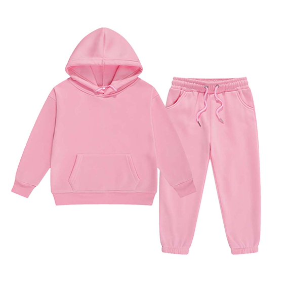 Posijego Toddler Baby Girl Cotton Sweatsuit 2 Piece Solid Color Sweatshirt Sweatpants Fall Winter Outfit