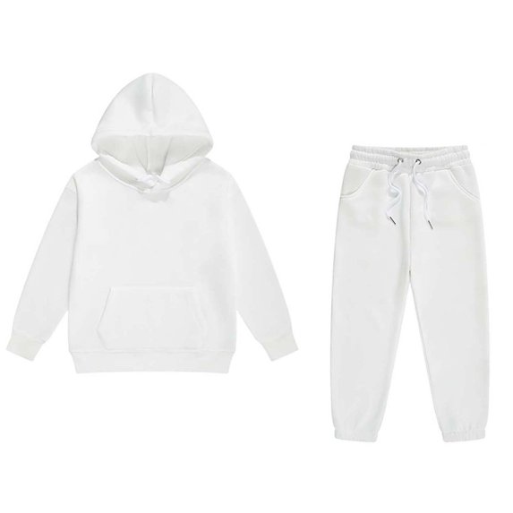 Posijego Toddler Baby Girl Cotton Sweatsuit 2 Piece Solid Color Sweatshirt Sweatpants Fall Winter Outfit