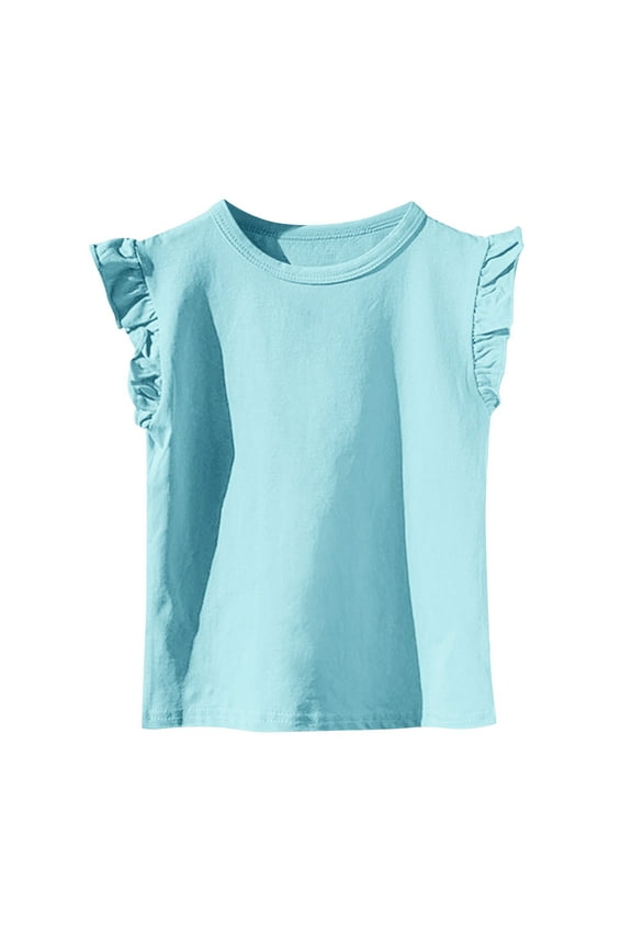 Toddler Baby Girl Ruffle Tank Tops for Little Girls Summer Casual Sleeveless Shirts Cotton Tops 2-11T
