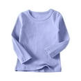 thumbnail image 1 of Posijego Toddler Baby Girls Boys Basic Long Sleeve Shirts Solid Color Round Neck Tees Kids Cotton Tops, 1 of 7