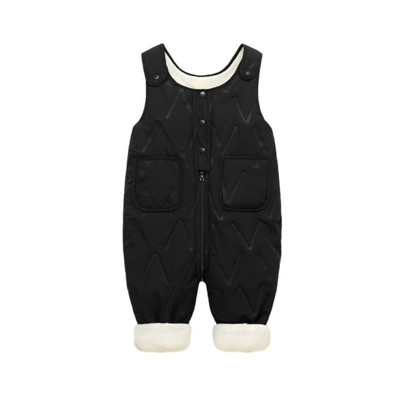 Posijego Toddler Baby Girls Boys Fleece Lined Overalls Winter Warm Outfit Suspenders Sleeveless Snow Jumpsuits