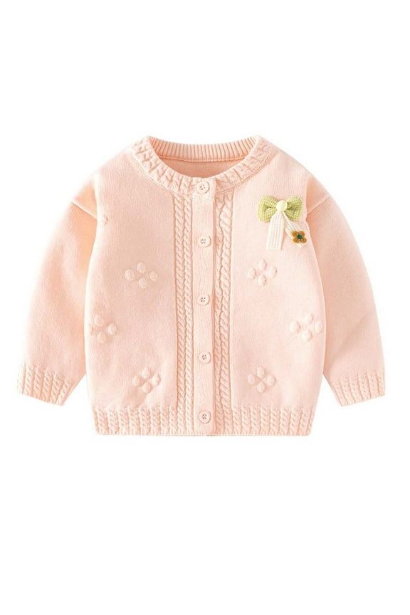 Toddler Baby Girls Cardigan Sweaters Long Sleeve Knit Open Front Button Sweater Fall Winter Clothes
