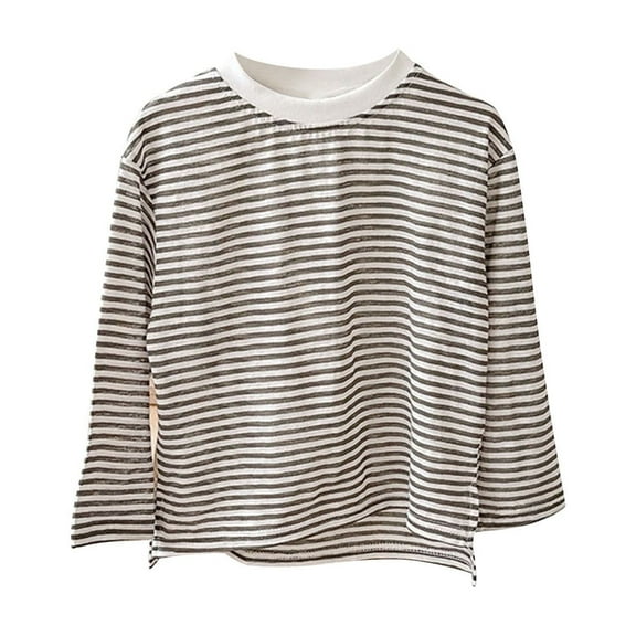 Posijego Toddler Baby Girls Long Sleeve Shirts Striped Graphic Basic Tees Kids Cotton T-Shirts Tops