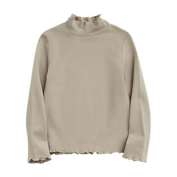 Posijego Toddler Baby Girls Mock Turtleneck Long Sleeve Blouses Little Girl Solid Color Basic Tee Tops