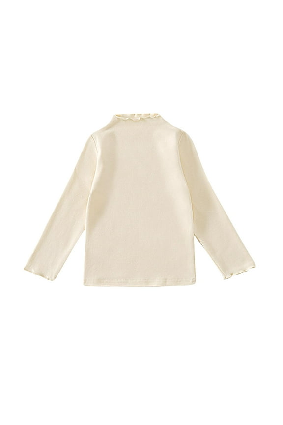 Toddler Baby Girls Mock Turtleneck Long Sleeve Blouses Little Girl Solid Color Basic Tee Tops