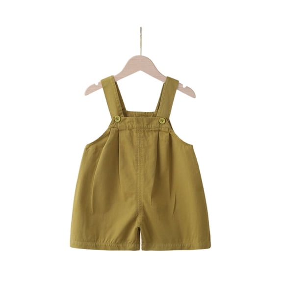 Posijego Toddler Baby Girls Overalls Shorts Cotton Romper Suspender Jumpsuits Kids Infant Girls Solid Color Summer Outfits