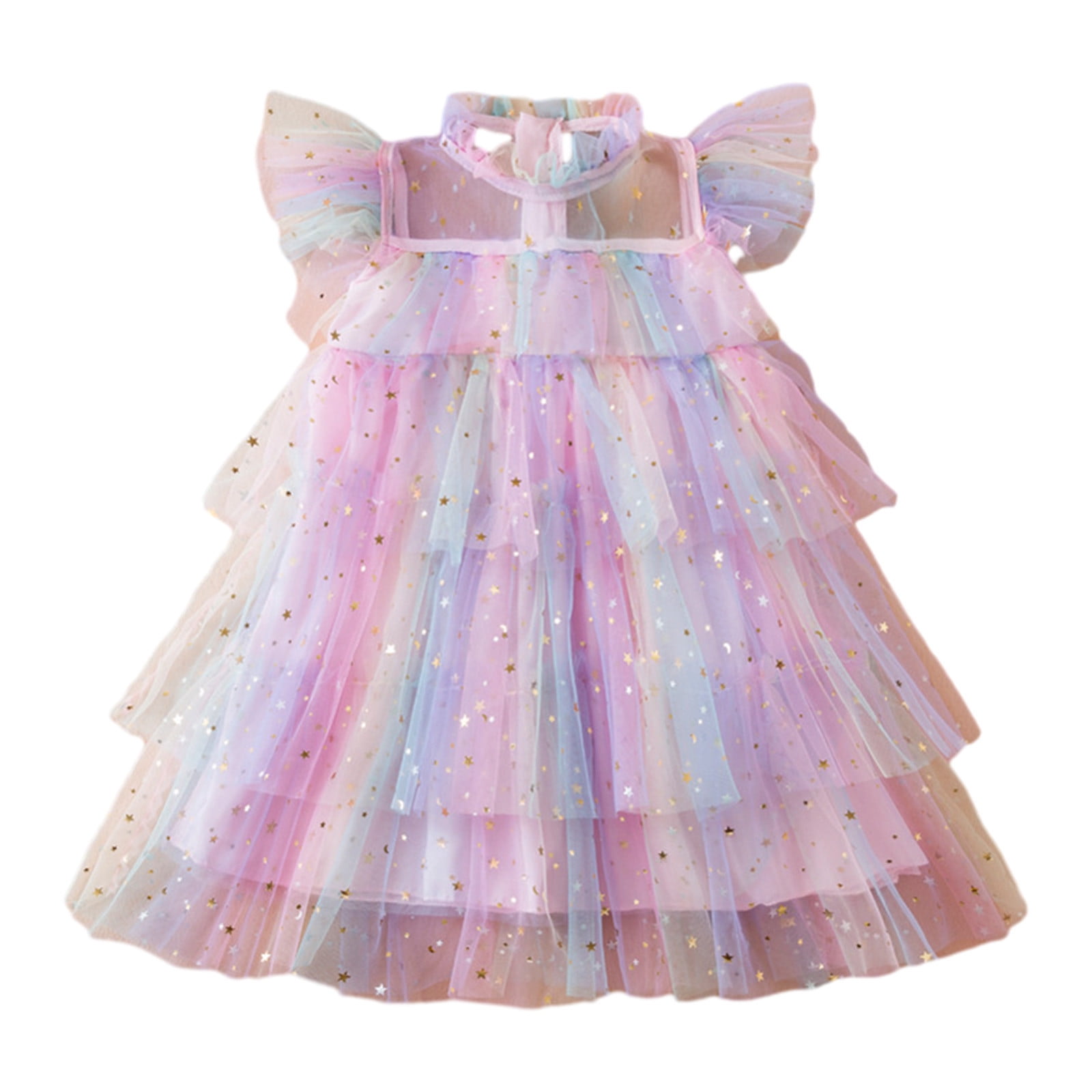 Posijego Toddler Baby Girls Sequin Dress Outfit Layered Sleeveless