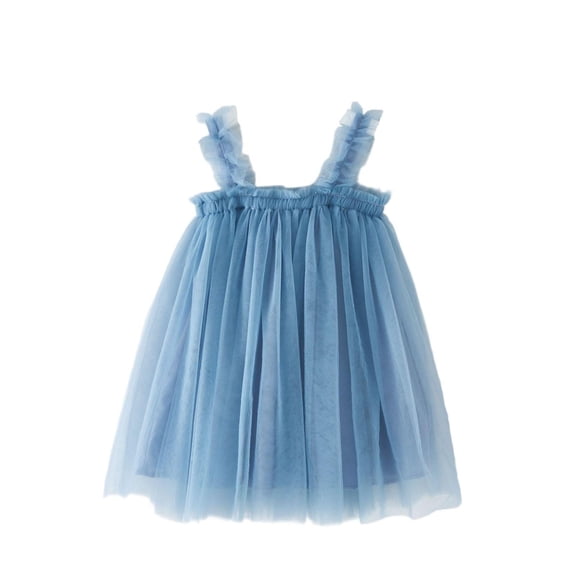 Posijego Toddler Baby Girls Tulle Dresses Sleeveless Solid Color Tiered Cute Princess Dresses for Little Girls