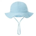 thumbnail image 1 of Posijego Toddler Baby Sun Hat 3-12 Months Kids Boys Girls Cotton Fisherman Hat Wide Brim Sun Protection Beach Hat, 1 of 4