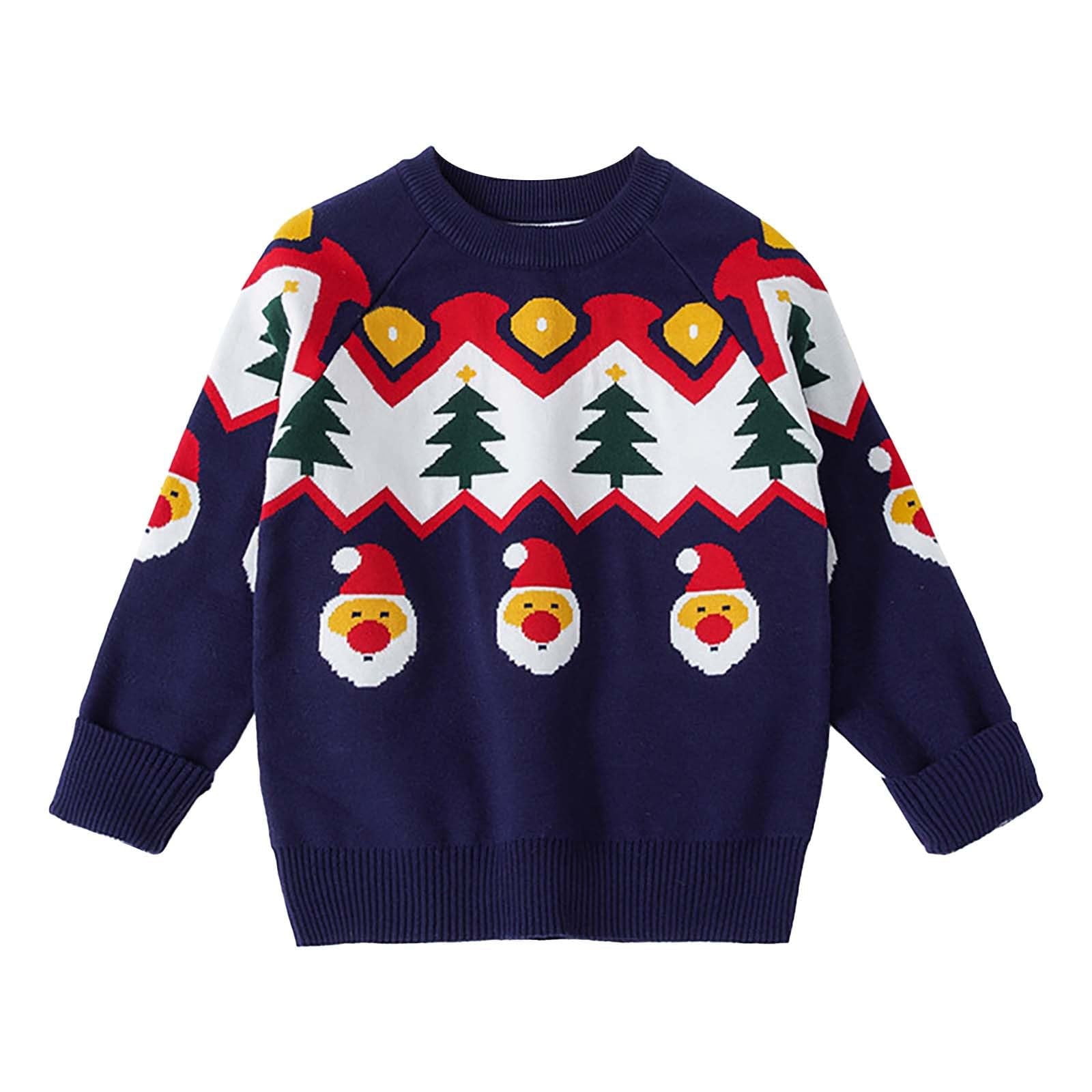 Posijego Toddler Baby Ugly Christmas Sweater Long Sleeve Crew Neck Cute Knit Sweater Pullover