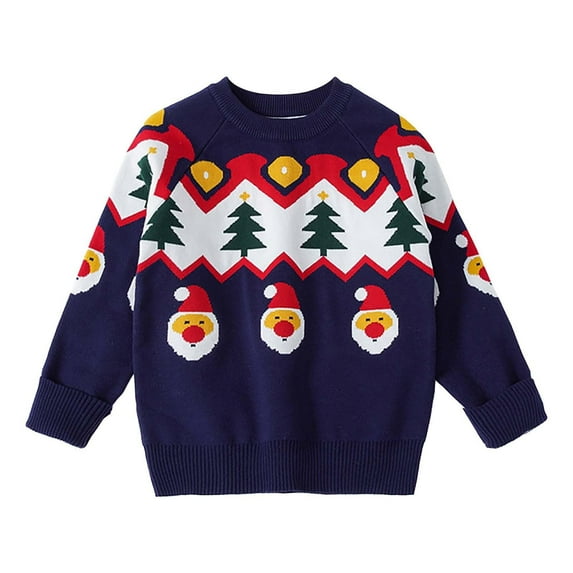 Posijego Toddler Baby Ugly Christmas Sweater Long Sleeve Crew Neck Cute Knit Sweater Pullover Top Girls Boys