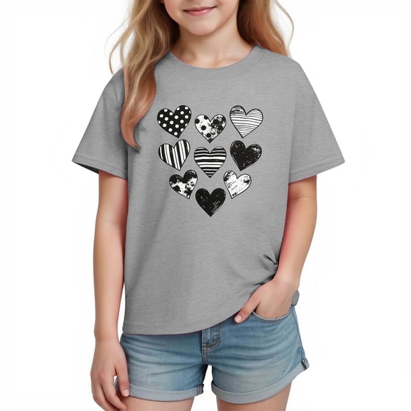 Posijego Toddler Boys Girls Graphic Tees Valentine's Day Short Sleeve Crewneck Casual T-Shirts Kids Summer Cotton Tops