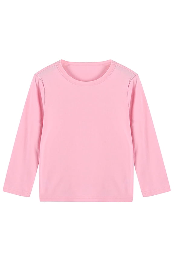 Toddler Boys Girls Long Sleeve Tees Cotton Tops Round Neck Solid Color T-Shirts Fall Winter Shirts