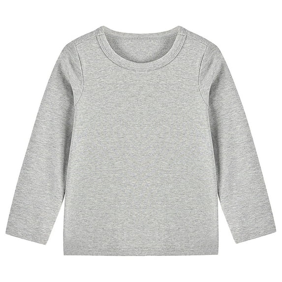 Posijego Toddler Boys Girls Long Sleeve Tees Cotton Tops Round Neck Solid Color T-Shirts Fall Winter Shirts